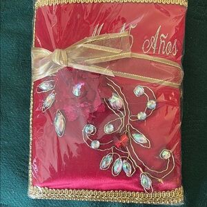 Elegant Red Embroidered Bible